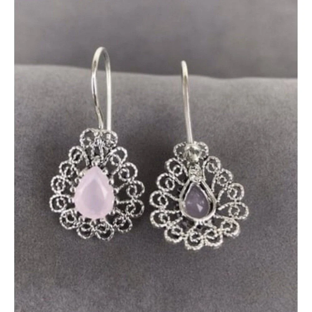 925 Sterling Silver Turkish Filigree Wedding Jewelry Set for Women, HandmadeGift - Picture 3 of 10